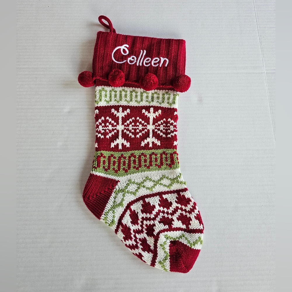 Personal Creations Personalized "Colleen" Red Fair Isle Knit Christmas Stocking